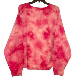 PINK Women’s Large Pink Tie Dye Crewneck Sweater